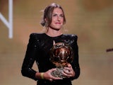 Alexia Putellas celebrates winning the women's Ballon d'Or in November 2021