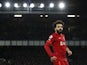 Liverpool's Mohamed Salah celebrates scoring their third goal on December 1, 2021