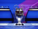 General view of the Champions League trophy before the draw in August 2021