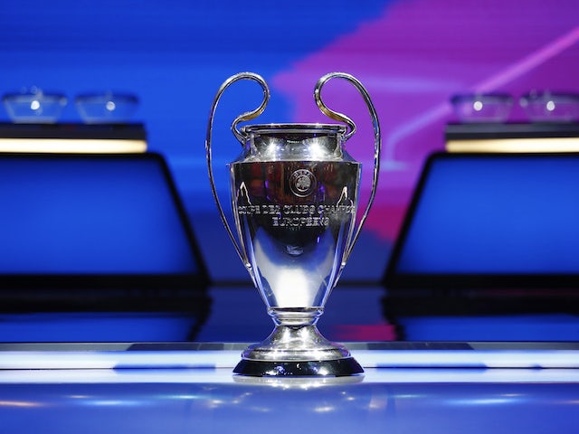 General view of the Champions League trophy before the draw in August 2021