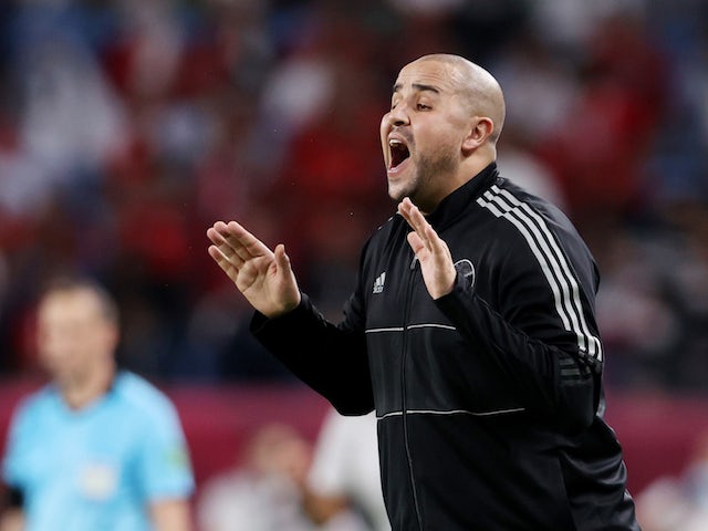 Algeria coach Madjid Bougherra reacts on December 7, 2021