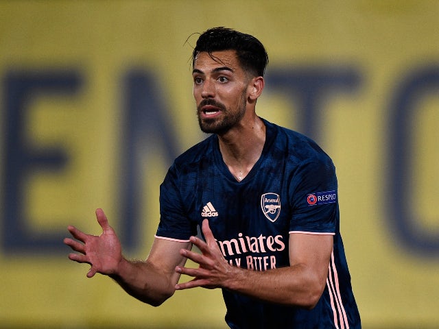 Pablo Mari in action for Arsenal in April 2021