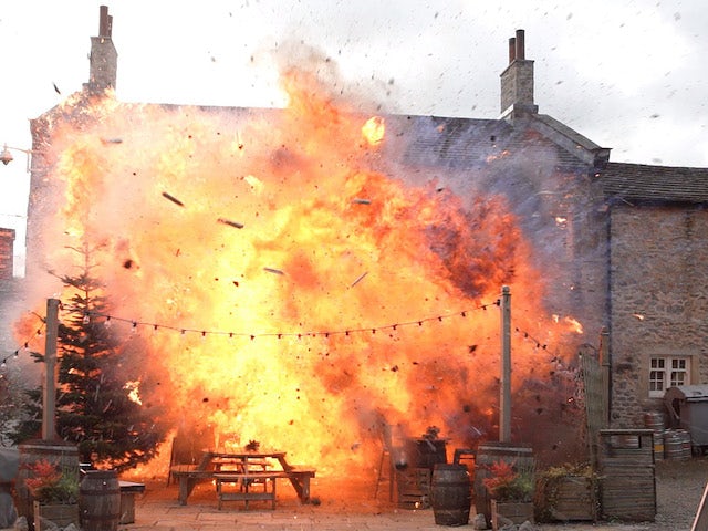 In Pictures: Emmerdale pub The Woolpack goes up in flames