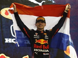 Max Verstappen celebrates winning the 2021 title on December 12, 2021