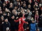 Liverpool's Mohamed Salah celebrates scoring their second goal on December 16, 2021