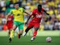Norwich City's Christos Tzolis in action with Watford's Peter Etebo, September 18, 2021