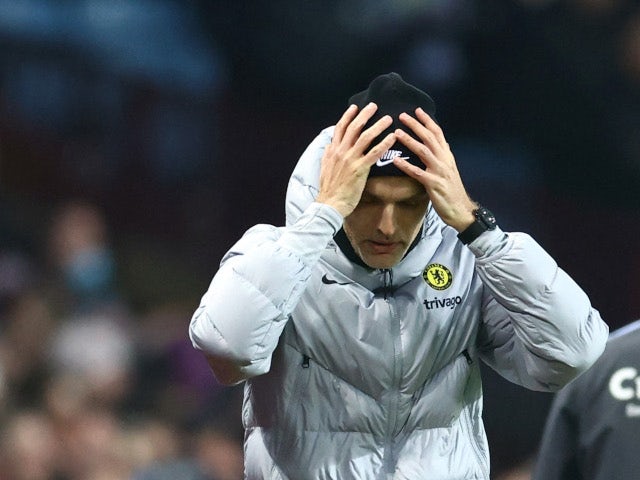 Chelsea head coach Thomas Tuchel frustrated with more injury problems during the game against Aston Villa on December 26, 2021.