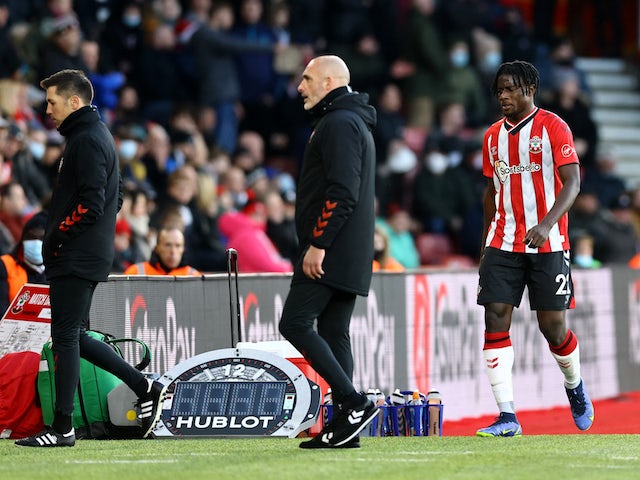 Southampton's Mohammed Salisu walks off the pitch after being sent off on December 28, 2021