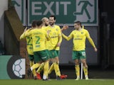 Norwich City's Emiliano Buendia celebrates scoring their first goal against Barnsley on January 2, 2021
