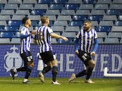 Callum Paterson celebrates scoring for Sheffield Wednesday against Derby County on January 1, 2021
