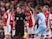 Arsenal's Granit Xhaka remonstrates with referee Stuart Attwell on January 1, 2022