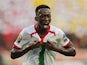 Burkina Faso's Gustavo Fabrice Sangare celebrates scoring their first goal on January 9, 2022