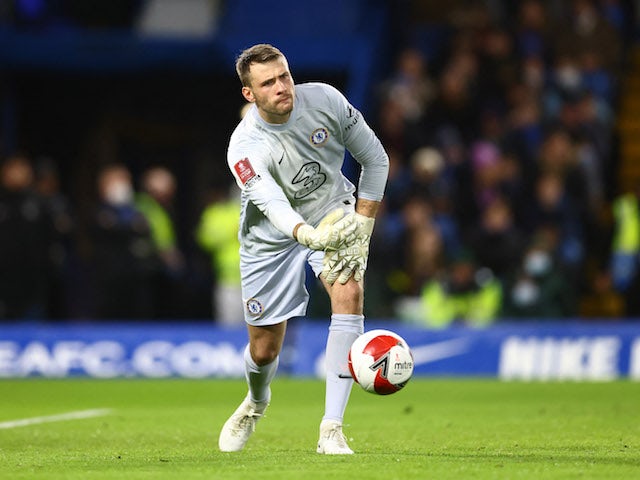 Chelsea's Marcus Bettinelli in action as he makes his debut on January 8, 2022