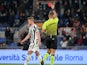 Juventus' Matthijs de Ligt is shown a red card by referee Davide Massa on January 9, 2022