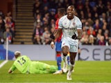 West Ham United's Michail Antonio celebrates scoring their first goal against Crystal Palace on January 1, 2022