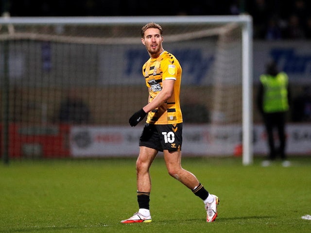 Cambridge United's Sam Smith looks dejected after being sent off on January 3, 2022