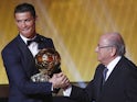 Cristiano Ronaldo picks up the Ballon d'Or in January 2015