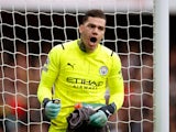 Ederson in action for Manchester City in January 2022