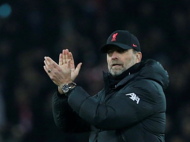  Liverpool manager Juergen Klopp applauds fans after the match, January 13, 2022