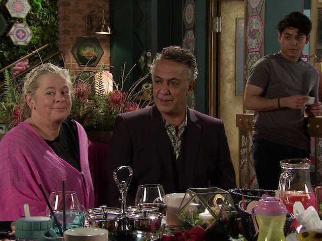 Bernie, Dev and Aadi on the second episode of Coronation Street on January 24, 2022
