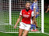 Leah Williamson celebrates scoring for Arsenal Women in October 2021