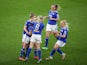 Leicester City Women's Shannon O'Brien celebrates scoring their first goal with Molly Pike and teammates on January 16, 2022