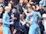 Manchester City's Kevin De Bruyne celebrates scoring their first goal with Jack Grealish and Phil Foden on January 15, 2022