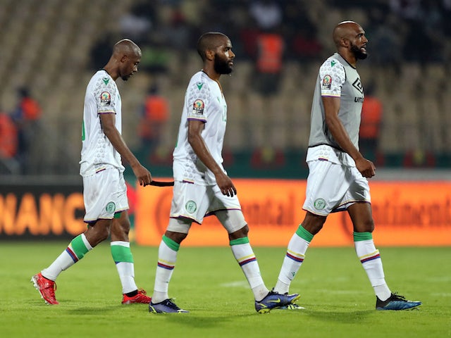 Comoros' Youssouf M'Changama looks dejected after the match on January 14, 2022