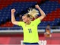 Stina Blackstenius celebrates scoring for Sweden at the Tokyo Olympics in August 2021