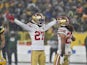 San Francisco 49ers defensive back Dontae Johnson (27) reacts to a play during the fourth quarter against the Green Bay Packers  on January 22, 2022