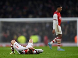 Arsenal's Martin Odegaard looks dejected after the match against Burnley on January 23, 2022