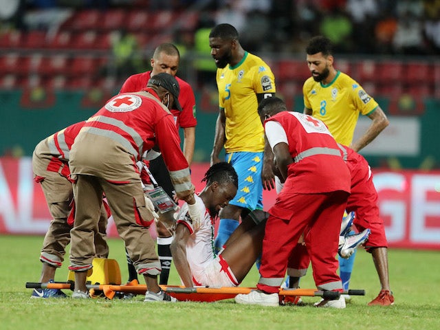 Burkina Faso's Bertrand Traore receives medical attention after sustaining an injury on January 23, 2022