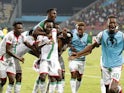 Burkina Faso players celebrate after winning the penalty shoot-out on January 23, 2022
