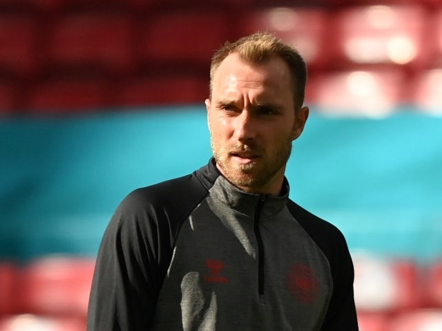  Denmark's Christian Eriksen during the warm up before the match, June 12, 2021