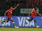 Gambia's Ablie Jallow celebrates scoring their first goal on January 20, 2022
