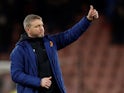 Hull City manager Grant McCann acknowledges fans after the match on January 22, 2022