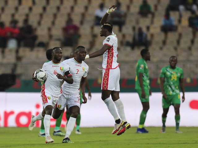 Guinea's Naby Keita celebrates scoring their first goal on January 18, 2022