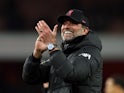 Liverpool manager Jurgen Klopp applauds fans after the match on January 20, 2022