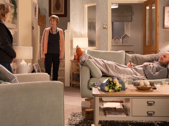 Sally, Elaine and Tim on the second episode of Coronation Street on January 31, 2022