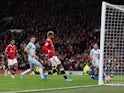Manchester United's Marcus Rashford scores against West Ham United on January 22, 2022