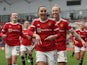 Manchester United Women's Vilde Boe Risa celebrates scoring their first goal with Leah Galton on January 22, 2022