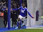Leicester City's Patson Daka celebrates scoring their first goal on January 23, 2022