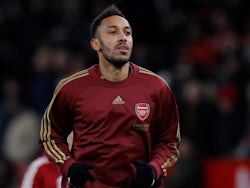 Arsenal's Pierre-Emerick Aubameyang during the warm up before the match, December 2, 2021