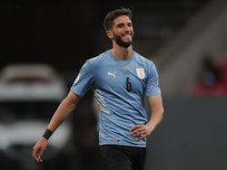 Rodrigo Bentancur in action for Uruguay in July 2021
