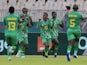 Zimbabwe's Kudakwashe Mahachi celebrates scoring their second goal with teammates on January 18, 2022