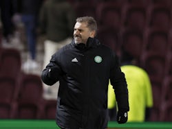 Celtic manager Ange Postecoglou celebrates after the match on January 26, 2022
