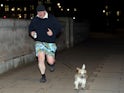 Boris Johnson on a jog with his dog on January 24, 2022