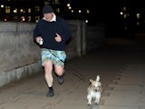 Boris Johnson on a jog with his dog on January 24, 2022