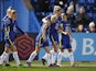 Chelsea Women's Bethany England celebrates scoring their first goal with teammates on January 26, 2022