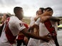 Peru players celebrate after the match on January 28, 2022